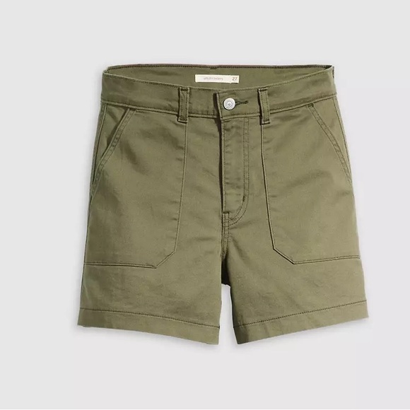 Levi’s Army Olive Green Utility Cotton Stretch Shorts Gorpcore Casual Cool Sz 27 - Picture 2 of 10